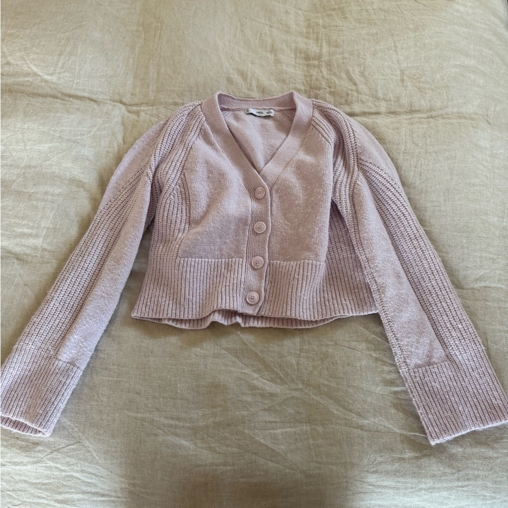 Purple Lilac Button-Up Cardigan
